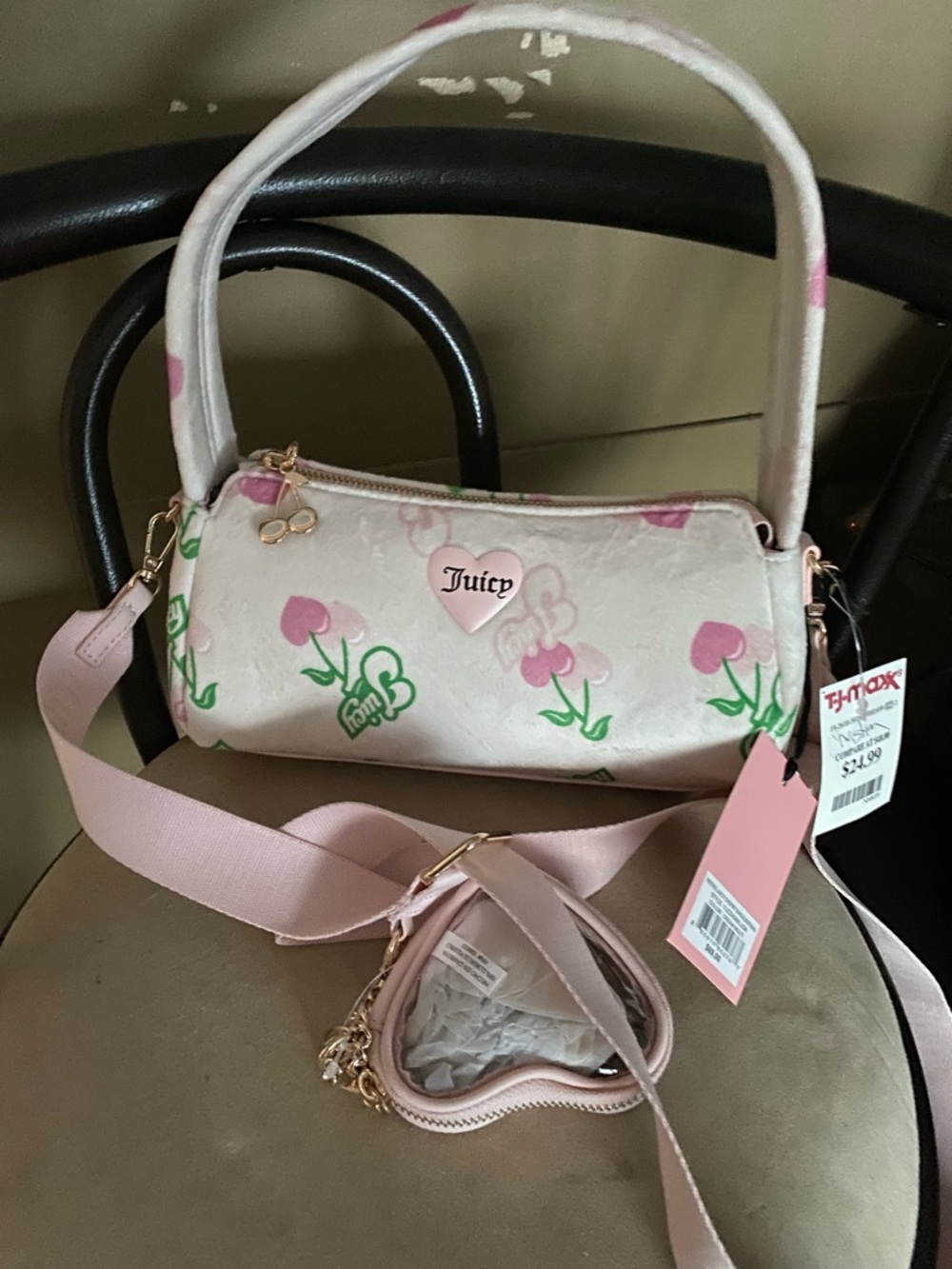 Juicy Couture Pink Floral Crossbody Bag with Detachable Strap - Picture 2 of 2